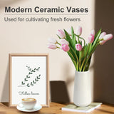 SISXSO White Ceramic Vase, GUKJOB Small Cute Flower Vase for Pampas Grass, Home, Living Room, Dining Table, Farmhouse, Office Decor, Bedroom, Table, and Kitchen Shelf (White)