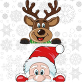 SISXSO 300 PCS 8 Sheet Christmas Snowflake Window Cling Stickers for Glass, Xmas Decals Decorations Holiday Snowflake Santa Claus Reindeer Decals for Party