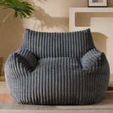 SISXSO Plush Bean Bag Chair for Adults with Armrests - Oversized Comfy Grey Beanbag Lounge Lazy Floor Sofa Accent Chair for Living Room, Bedroom & Dorm, Cozy Fluffy Single Cloud Mini Couch