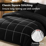 SISXSO Queen Comforter Set Black - 7 Pieces Bed in a Bag Queen, All Season Soft Bedding Set, Oeko-Tex Certified Bed Set with Down Alternative Comforter, Sheets, Pillowcases & Pillow Shams