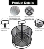 SISXSO Mesh Desk Organizer, 360-Degree Rotating Multi-Functional Pen Holder, 4 Compartments Desktop Stationary Organizer, Home Office Art Supply Storage Box Caddy (Black)