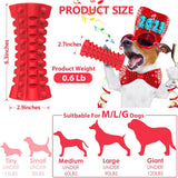 SISXSO Dog Toy, Squeaky, Indestructible, Tough, Durable Stick Chew Toy for Large Dogs, Puppies and Aggressive Chewers with Natural Rubber (Medium/Large Dog, Cube Red)