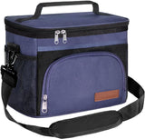 Bolsa de almoço isolada para mulheres/homens - Lancheira reutilizável para escritório, piquenique, caminhada, praia - Organizador de bolsa térmica à prova de vazamento com alça de ombro ajustável para adultos - Preto 