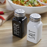 SISXSO Salt and Pepper Shakers Set, Cute Glass Spice Shaker with Stainless Steel Lid, Black and White Kitchen Table Decor and Accessories for Counter, for Kitchen Wedding Gifts, 2.7oz Each
