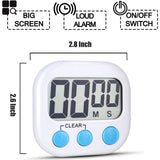 Pacote com 6 temporizadores digitais de cozinha para cozinhar dígitos grandes, alarme alto, suporte magnético, temporizadores de cozimento para assar, branco 