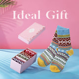 5 pares de meias femininas meias de algodão quentes meias grossas de malha vintage meias casuais de inverno 