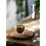 SISXSO Espresso Cups Set of 4, Double Walled Glass Coffee Cups 4 Ounce, Insulated Espresso Shot Glass Cups for Espresso Accessories, Clear Glass Espresso Cups Suit for Espresso Machine