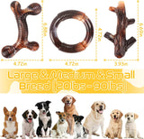 SISXSO Dog Toys, 3 Pack Indestructible Dog Chew Toys for Aggressive Chewers, Durable Tough Nylon Real Bacon Flavor Teething Chew Toys for Large Medium Small Dog Breeds (Brown1)