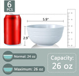 SISXSO Unbreakable Cereal Bowls 24 OZ Microwave and Dishwasher Safe BPA Free Bowl Dessert Bowls for Serving Soup, Oatmeal, Pasta and Salad [Set of 6]