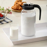 Jarra de vidro com tampa - Jarra de vidro Mason Jar de 2 litros com tampa de filtro, jarra de boca larga à prova de vazamento, recipiente resistente para água, suco, leite, chá, café gelado e bebidas 