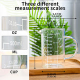SISXSO 500 ML 2 Cup Glass Measuring Cup, [Insulated handle, V-Shaped Spout], High Borosilicate Glass Measuring Cup for Kitchen or Restaurant