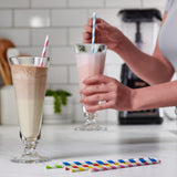 SISXSO [200 Pack] Striped Paper Drinking Straws  Biodegradable - Assorted Colors