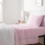 SISXSO Soft Easy-Wash Lightweight Microfiber 3-Piece Sheet Set, Twin, Light Pink, Solid