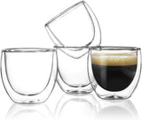 SISXSO Espresso Cups Set of 4, Double Walled Glass Coffee Cups 4 Ounce, Insulated Espresso Shot Glass Cups for Espresso Accessories, Clear Glass Espresso Cups Suit for Espresso Machine