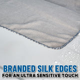 SISXSO Weave Gray Matter 70/30 Blend Microfiber Drying Towel with Silk Edging, 25" x 36"