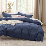 SISXSO Duvet Cover King Size - 3 Pieces Prewashed Cotton-Like Extra Soft Bedding Set, Includes 1 Duvet Cover 104x90 Inches with Zipper Closure & 2 Pillow Shams, Linen, Comforter Not Included