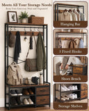 SISXSO Faesun Hall Tree with Bench and Shoe Storage, Rustic Brown