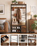 SISXSO Faesun Hall Tree with Bench and Shoe Storage, Rustic Brown