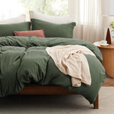 SISXSO Duvet Cover King Size - 3 Pieces Prewashed Cotton-Like Extra Soft Bedding Set, Includes 1 Duvet Cover 104x90 Inches with Zipper Closure & 2 Pillow Shams, Linen, Comforter Not Included