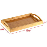 SISXSO Serving tray bamboo - wooden tray with handles - Great for dinner trays, tea tray, bar tray, breakfast Tray, or any food tray - good for parties or bed tray