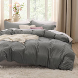 SISXSO Duvet Cover King Size - 3 Pieces Prewashed Cotton-Like Extra Soft Bedding Set, Includes 1 Duvet Cover 104x90 Inches with Zipper Closure & 2 Pillow Shams, Linen, Comforter Not Included