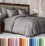 SISXSO Duvet Cover Queen Size Set - Extra Soft Queen Size Duvet Cover 90 x 90 with 2 Pillow Shams - Hotel Luxury Easy Care and Fade Free w/Zipper Closures & Ties - Comfy Breathable Bedding Set (Navy Blue)