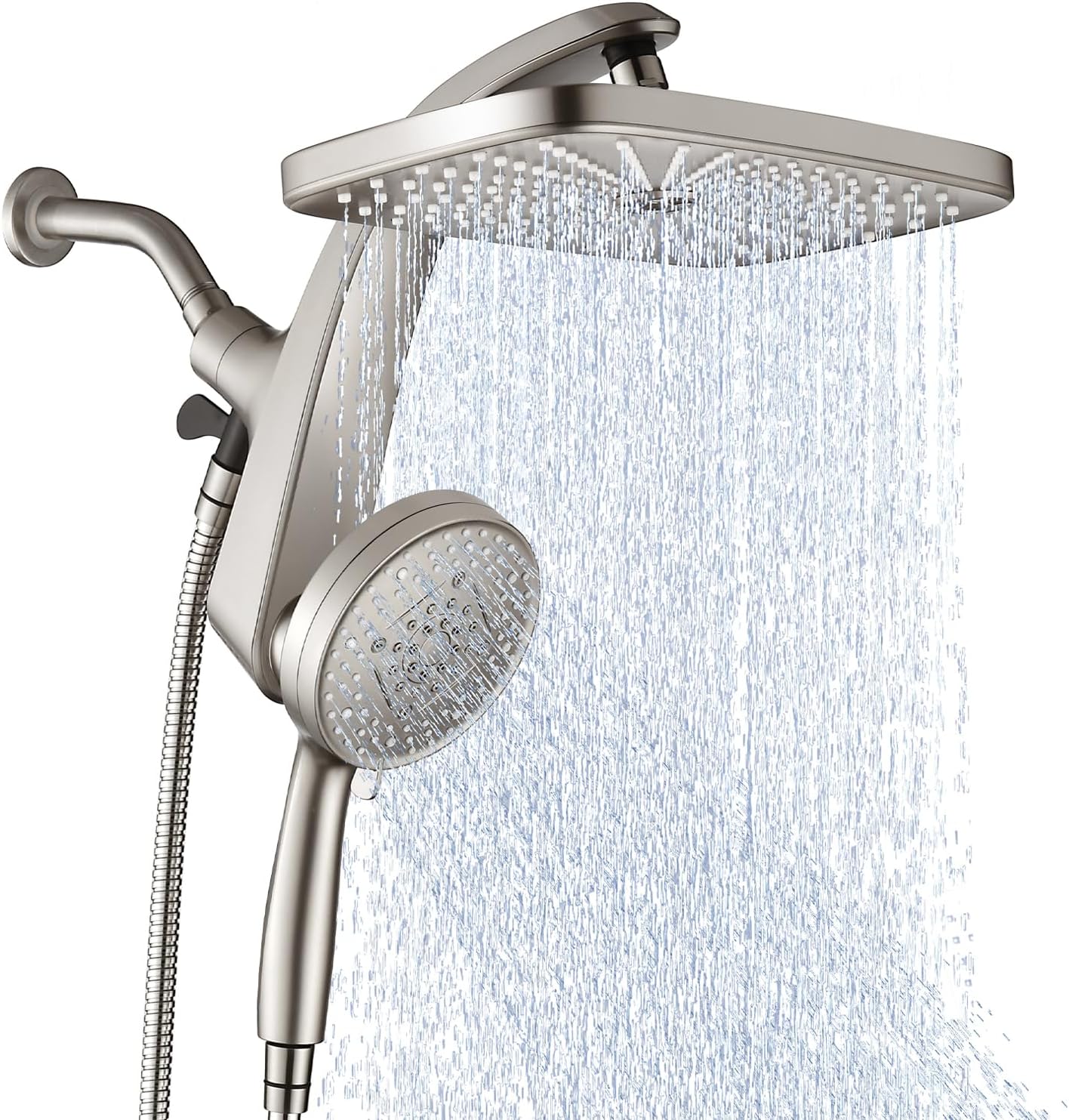 SISXSO High Pressure Rain Shower Head: Upgrade Shower Heads with Handheld Spray Combo with Fixed Showerhead and 10 Sprays Handheld Shower Head, Detachable Showerheads Built-in Magnetic Docking and Power Jets