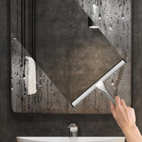 SISXSO Paradigms Interiors All-Purpose Stainless Steel Shower Squeegee for Shower Glass Door with 2 Adhesive Hooks, Bathroom Cleaner Tool Household Window Mirror Squeegee , Cleaning Tile Wall, Car, 10 Inch Silver