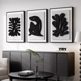 SISXSO 3D Textured Framed Boho Neutral Abstract Wall Art for Living Room, 3 Piece Modern Paintings Artwork for Walls, Black White Brown Minimalist Geometric Pictures for Hallway Office Wall Decor 24x36 In