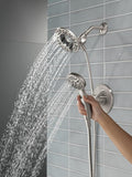 SISXSO Delta Albion 14 Series Brushed Nickel Shower Faucet Set with In2ition 2-in-1 Dual Shower Head with HandHeld Spray Combo, Valve Trim Kit, Spotshield Brushed Nickel T142855-SP-I (Valve Not Included)