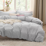 SISXSO Duvet Cover King Size - 3 Pieces Prewashed Cotton-Like Extra Soft Bedding Set, Includes 1 Duvet Cover 104x90 Inches with Zipper Closure & 2 Pillow Shams, Linen, Comforter Not Included