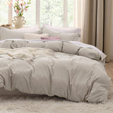 SISXSO Duvet Cover King Size - 3 Pieces Prewashed Cotton-Like Extra Soft Bedding Set, Includes 1 Duvet Cover 104x90 Inches with Zipper Closure & 2 Pillow Shams, Linen, Comforter Not Included