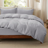 SISXSO Duvet Cover King Size - 3 Pieces Prewashed Cotton-Like Extra Soft Bedding Set, Includes 1 Duvet Cover 104x90 Inches with Zipper Closure & 2 Pillow Shams, Linen, Comforter Not Included