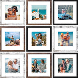 SISXSO 8x10 Picture Frames Set of 9, Shatter Resistant Plexiglass, Display 5x7 Pictures with Mat or 8x10 without Mat, Photo Frames for Wall or Tabletop, Engineered Wood, Black