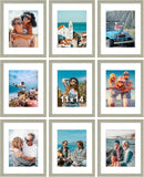 SISXSO 8x10 Picture Frames Set of 9, Shatter Resistant Plexiglass, Display 5x7 Pictures with Mat or 8x10 without Mat, Photo Frames for Wall or Tabletop, Engineered Wood, Black