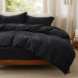 SISXSO Duvet Cover King Size - 3 Pieces Prewashed Cotton-Like Extra Soft Bedding Set, Includes 1 Duvet Cover 104x90 Inches with Zipper Closure & 2 Pillow Shams, Linen, Comforter Not Included