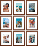 SISXSO 8x10 Picture Frames Set of 9, Shatter Resistant Plexiglass, Display 5x7 Pictures with Mat or 8x10 without Mat, Photo Frames for Wall or Tabletop, Engineered Wood, Black