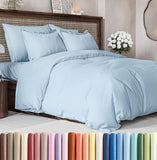 SISXSO Duvet Cover Queen Size Set - Extra Soft Queen Size Duvet Cover 90 x 90 with 2 Pillow Shams - Hotel Luxury Easy Care and Fade Free w/Zipper Closures & Ties - Comfy Breathable Bedding Set (Navy Blue)