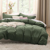SISXSO Duvet Cover King Size - 3 Pieces Prewashed Cotton-Like Extra Soft Bedding Set, Includes 1 Duvet Cover 104x90 Inches with Zipper Closure & 2 Pillow Shams, Linen, Comforter Not Included