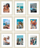 SISXSO 8x10 Picture Frames Set of 9, Shatter Resistant Plexiglass, Display 5x7 Pictures with Mat or 8x10 without Mat, Photo Frames for Wall or Tabletop, Engineered Wood, Black
