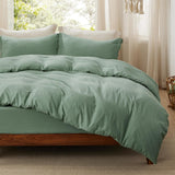 SISXSO Duvet Cover King Size - 3 Pieces Prewashed Cotton-Like Extra Soft Bedding Set, Includes 1 Duvet Cover 104x90 Inches with Zipper Closure & 2 Pillow Shams, Linen, Comforter Not Included