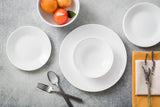 SISXSO 18-Piece Service for 6 Dinnerware Set Triple Layer Glass and Chip Resistant, Lightweight Round Plates and Bowls Set, Winter Frost White