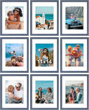 SISXSO 8x10 Picture Frames Set of 9, Shatter Resistant Plexiglass, Display 5x7 Pictures with Mat or 8x10 without Mat, Photo Frames for Wall or Tabletop, Engineered Wood, Black