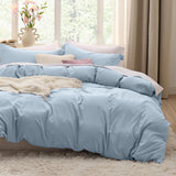 SISXSO Duvet Cover King Size - 3 Pieces Prewashed Cotton-Like Extra Soft Bedding Set, Includes 1 Duvet Cover 104x90 Inches with Zipper Closure & 2 Pillow Shams, Linen, Comforter Not Included