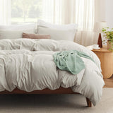 SISXSO Duvet Cover King Size - 3 Pieces Prewashed Cotton-Like Extra Soft Bedding Set, Includes 1 Duvet Cover 104x90 Inches with Zipper Closure & 2 Pillow Shams, Linen, Comforter Not Included