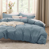 SISXSO Duvet Cover King Size - 3 Pieces Prewashed Cotton-Like Extra Soft Bedding Set, Includes 1 Duvet Cover 104x90 Inches with Zipper Closure & 2 Pillow Shams, Linen, Comforter Not Included