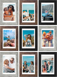 SISXSO 8x10 Picture Frames Set of 9, Shatter Resistant Plexiglass, Display 5x7 Pictures with Mat or 8x10 without Mat, Photo Frames for Wall or Tabletop, Engineered Wood, Black
