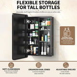 SISXSO GoTiling16x24 Black Medicine Cabinet with Mirror, Recessed & Surface Mount