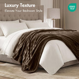 SISXSO Madison Park Duke Faux Fur Throw Blanket for Sofa, 50 x 60", Brown