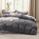 SISXSO Duvet Cover King Size - 3 Pieces Prewashed Cotton-Like Extra Soft Bedding Set, Includes 1 Duvet Cover 104x90 Inches with Zipper Closure & 2 Pillow Shams, Linen, Comforter Not Included